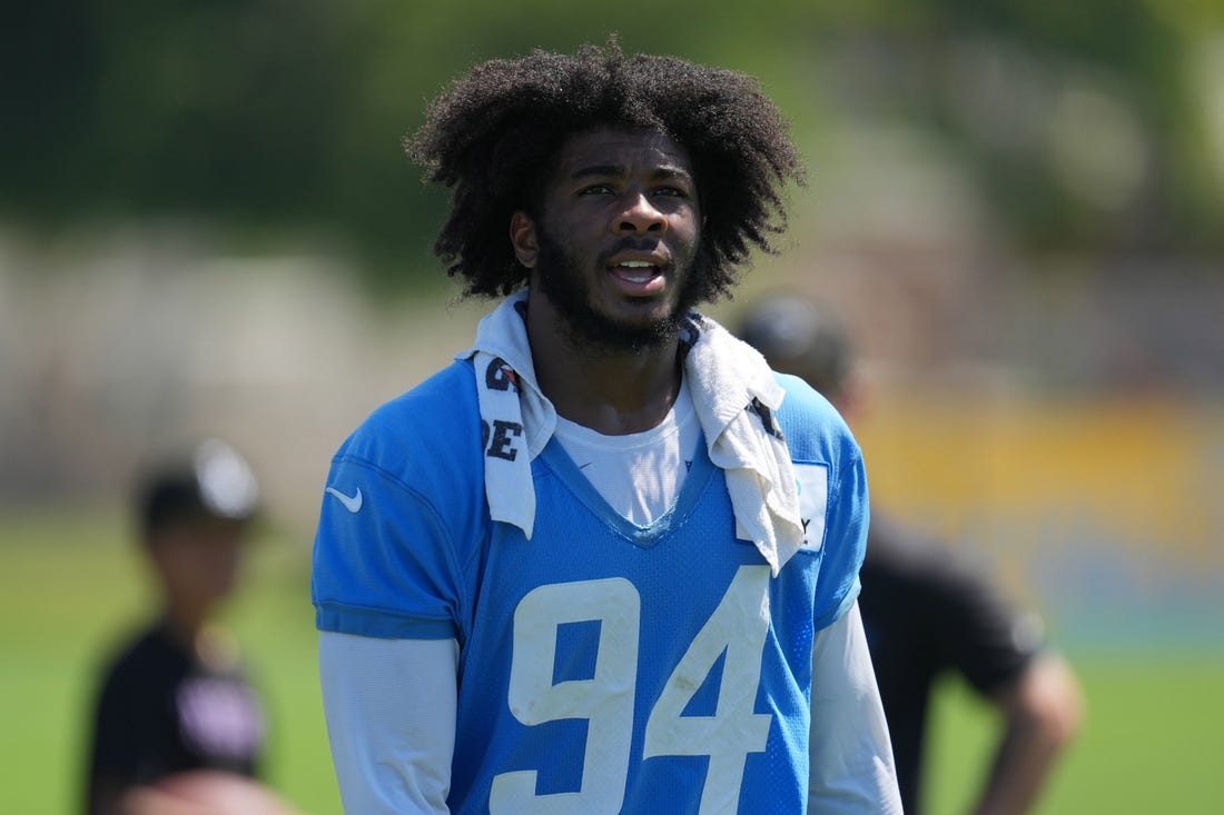 Jul 26, 2023; Costa Mesa, CA, USA; Los Angeles Chargers linebacker Chris Rumph II (94) during training camp at Jack Hammet Sports Comples. Mandatory Credit: Kirby Lee-USA TODAY Sports