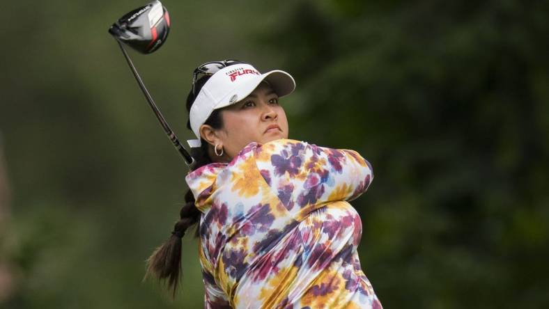 Aug 25, 2023; Vancouver, British Columbia, CAN; Lilia Vu tess off on the fourth hole during the second round of the CPKC Women's Open golf tournament at Shaughnessy Golf & Country Club. Mandatory Credit: Bob Frid-USA TODAY Sports