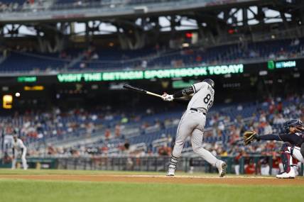 Chicago White Sox center fielder Luis Robert Jr. (88) is no longer considered off-limits in trade talks. Mandatory Credit: Geoff Burke-USA TODAY Sports