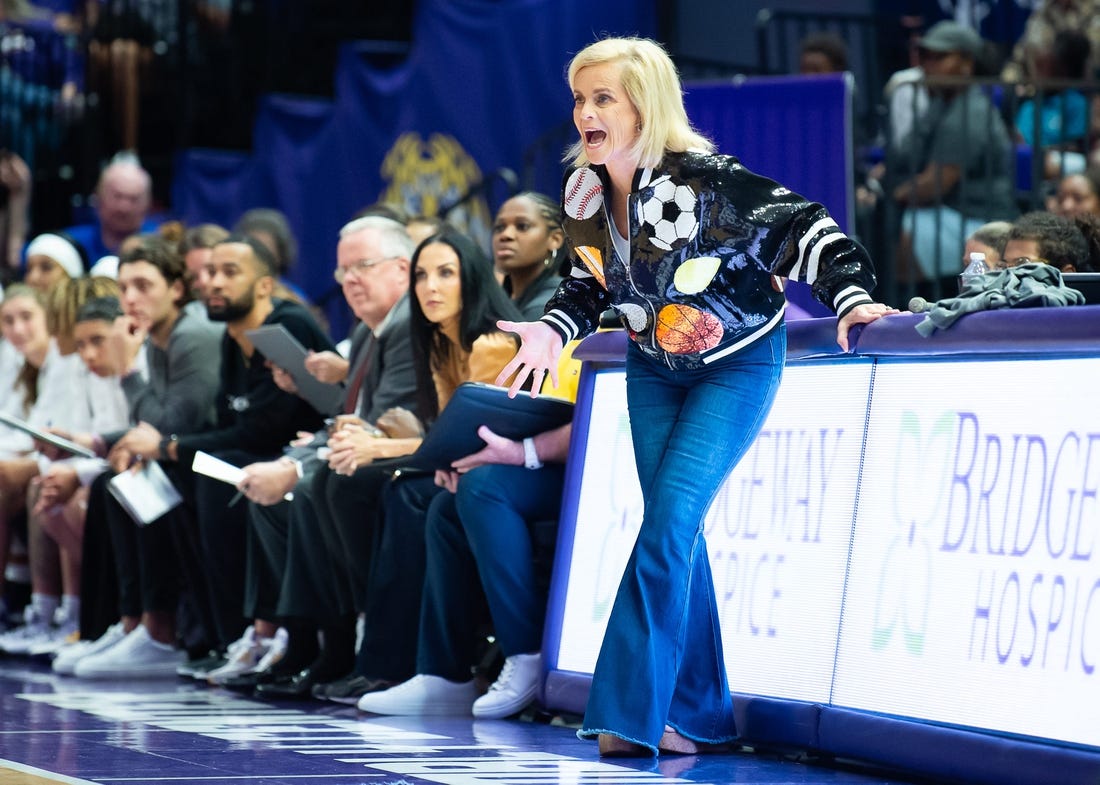 Head coach Kim Mulkey and LSU opened the season at No. 1 and lost to Colorado.