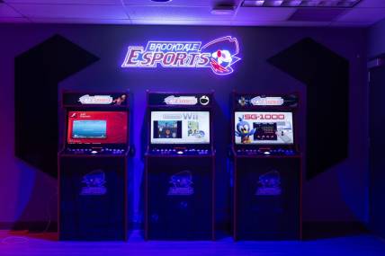 The Brookdale Esports Arena has a variety of machines with games for all interests. Brookdale Community College has built an esports arena where students and the community can practice video gaming. It's the latest step in joining a rapidly growing industry. As part of it, the college also has introduced its first varsity esports team featuring 19 players for three different games.