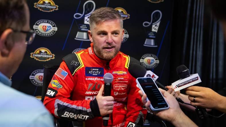 Nov 2, 2023; Avondale, Arizona, USA; NASCAR Xfinity Series driver Justin Allgaier during Championship Media Day at Phoenix Raceway. Mandatory Credit: Mark J. Rebilas-USA TODAY Sports