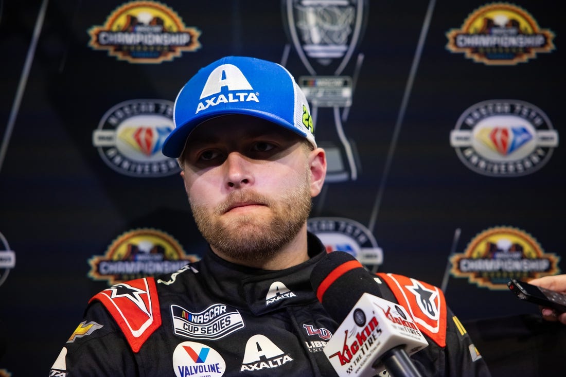 Nov 2, 2023; Avondale, Arizona, USA; NASCAR Cup Series driver William Byron during Championship Media Day at Phoenix Raceway. Mandatory Credit: Mark J. Rebilas-USA TODAY Sports