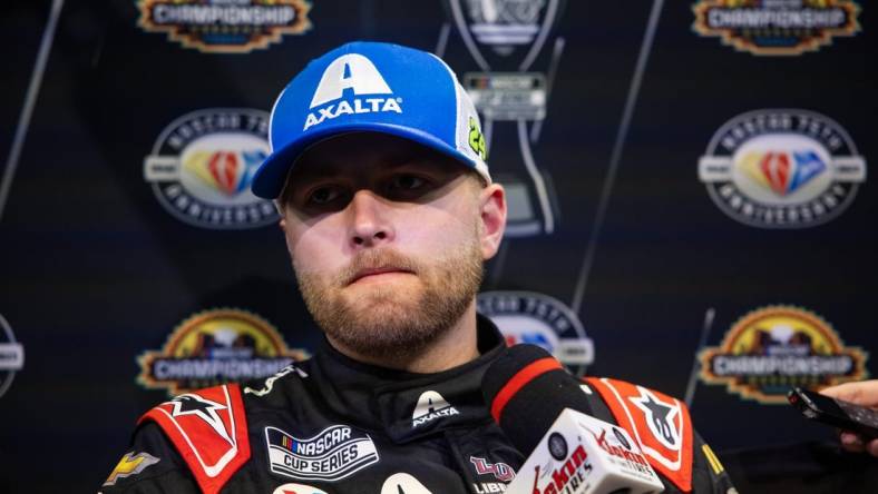 Nov 2, 2023; Avondale, Arizona, USA; NASCAR Cup Series driver William Byron during Championship Media Day at Phoenix Raceway. Mandatory Credit: Mark J. Rebilas-USA TODAY Sports