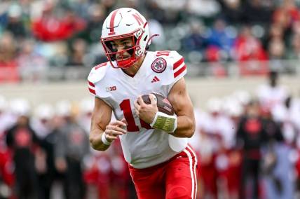 Nebraska's Heinrich Haarberg runs for a touchdown against Michigan State during the second quarter on Saturday, Nov. 4, 2023, at Spartan Stadium in East Lansing.