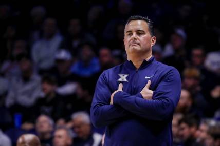 Nov 6, 2023; Cincinnati, Ohio, USA; Xavier Musketeers head coach Sean Miller during the first half in the game against the Robert Morris Colonials at Cintas Center. Mandatory Credit: Katie Stratman-USA TODAY Sports