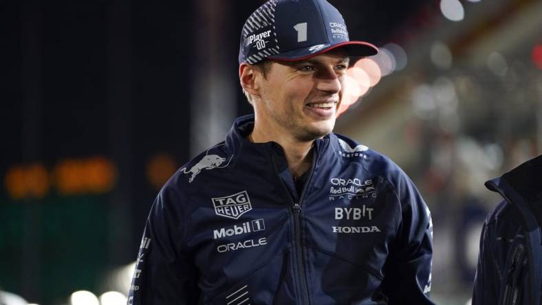 Nov 18, 2023; Las Vegas, Nevada, USA; Red Bull Racing Honda driver Max Verstappen of Netherlands (1) during the Formula 1 Heineken Silver Las Vegas Grand Prix at the Las Vegas Strip Circuit. Mandatory Credit: Lucas Peltier-USA TODAY Sports