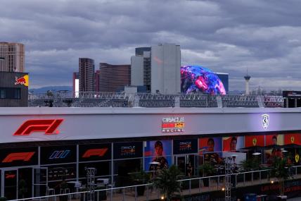 A view of the paddock area as preparations continue ahead of the Formula 1 Grand Prix in Las Vegas, Nevada, U.S., November 15, 2023. REUTERS/Mike Blake