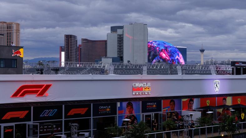 A view of the paddock area as preparations continue ahead of the Formula 1 Grand Prix in Las Vegas, Nevada, U.S., November 15, 2023. REUTERS/Mike Blake