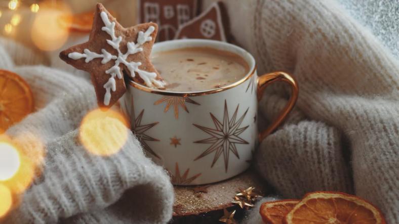 How to watch the hallmark channel - cup of coffee with gingerbread and ornaments