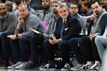 Oct 21, 2022; Washington, District of Columbia, USA; Monumental sports owner Ted Leonsis sits court  side during the first half of the game between the Washington Wizards and the Chicago Bulls  at Capital One Arena. Mandatory Credit: Tommy Gilligan-USA TODAY Sports