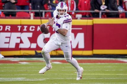 Bills quarterback Josh Allen has two regular-season wins in a row at Arrowhead Stadium. Mandatory Credit: Denny Medley-USA TODAY Sports