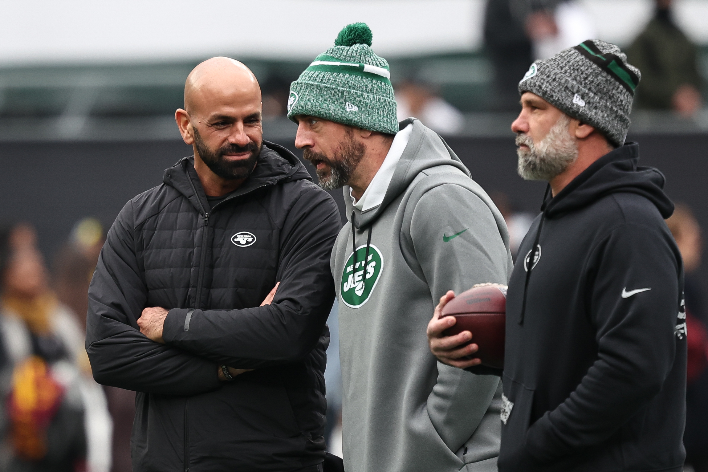 New York Jets' Aaron Rodgers, Robert Saleh