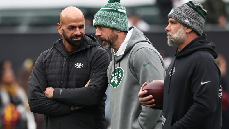 New York Jets' Aaron Rodgers, Robert Saleh