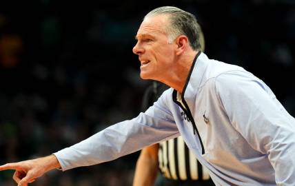 Mar 17, 2023; Denver, CO, USA; TCU Horned Frogs head coach Jamie Dixon during the first half against the Arizona State Sun Devils at Ball Arena. Mandatory Credit: Ron Chenoy-USA TODAY Sports