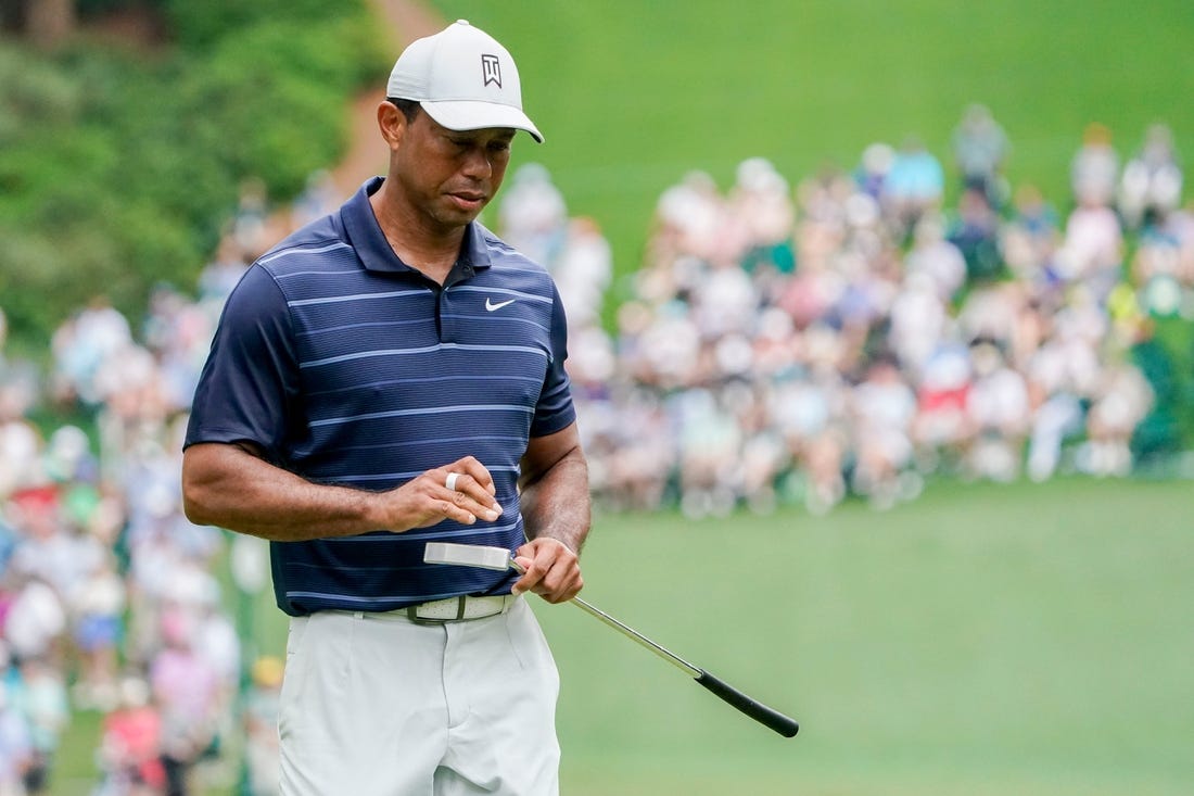 April 7: Tiger Woods reacts to his putt on the sixth green during the second round of the Masters.

Pga Masters Tournament Second Round