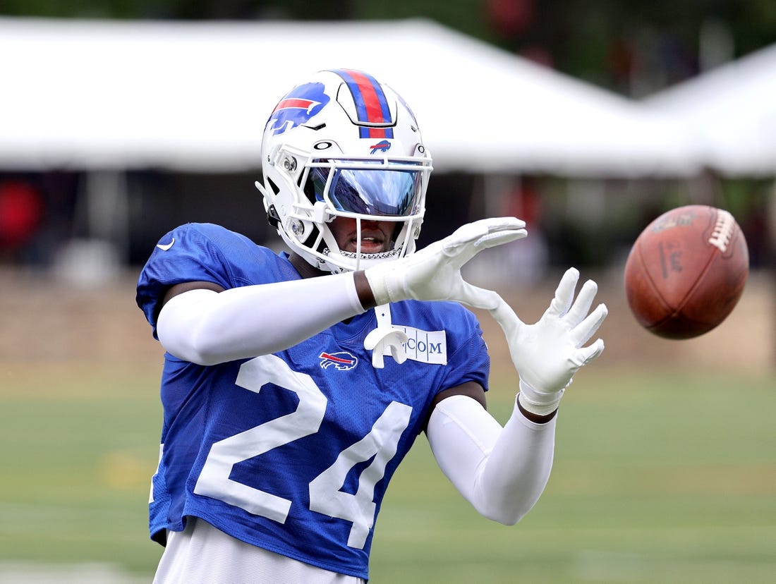 Bills defensive back Kaiir Elam during training camp drills.