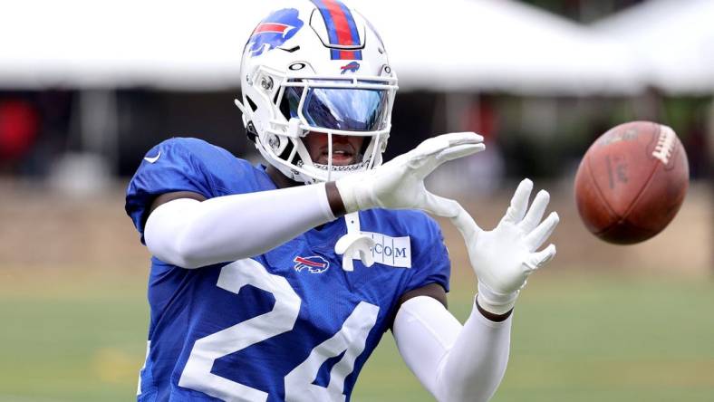 Bills defensive back Kaiir Elam during training camp drills.