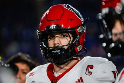 Oct 14, 2023; Durham, North Carolina, USA; North Carolina State Wolfpack linebacker Payton Wilson (11) looks on before the first half of the game against Duke Blue Devils at Wallace Wade Stadium. Mandatory Credit: Jaylynn Nash-USA TODAY Sports