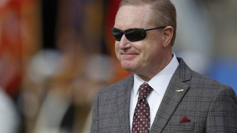 Nov 4, 2023; Pittsburgh, Pennsylvania, USA;  Florida State Seminoles Athletic Director Michael Alford in attendance as the Florida State Seminoles play the Pittsburgh Panthers at Acrisure Stadium. Mandatory Credit: Charles LeClaire-USA TODAY Sports