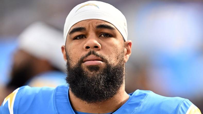 Nov 12, 2023; Inglewood, California, USA; Los Angeles Chargers wide receiver Keenan Allen (13) looks on during the first half against the Detroit Lions at SoFi Stadium. Mandatory Credit: Orlando Ramirez-USA TODAY Sports