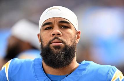 Nov 12, 2023; Inglewood, California, USA; Los Angeles Chargers wide receiver Keenan Allen (13) looks on during the first half against the Detroit Lions at SoFi Stadium. Mandatory Credit: Orlando Ramirez-USA TODAY Sports