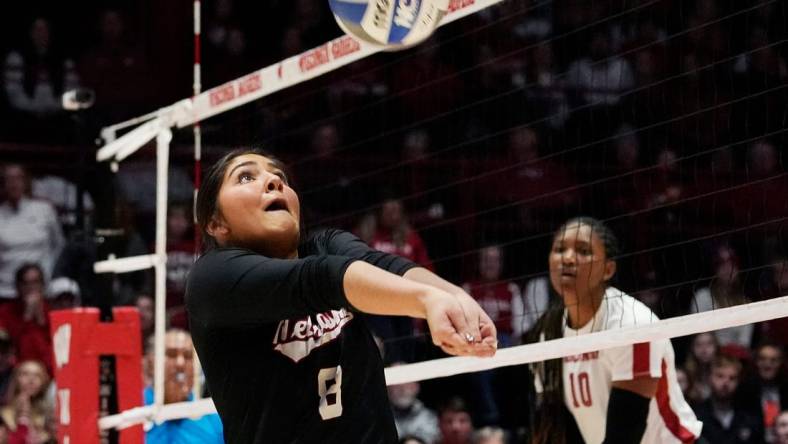 Nebraska libero/defensive specialist Lexi Rodriguez (8) is seen during the second set of the game against Wisconsin on Friday November 24, 2023 at the UW Field House in Madison, Wis.