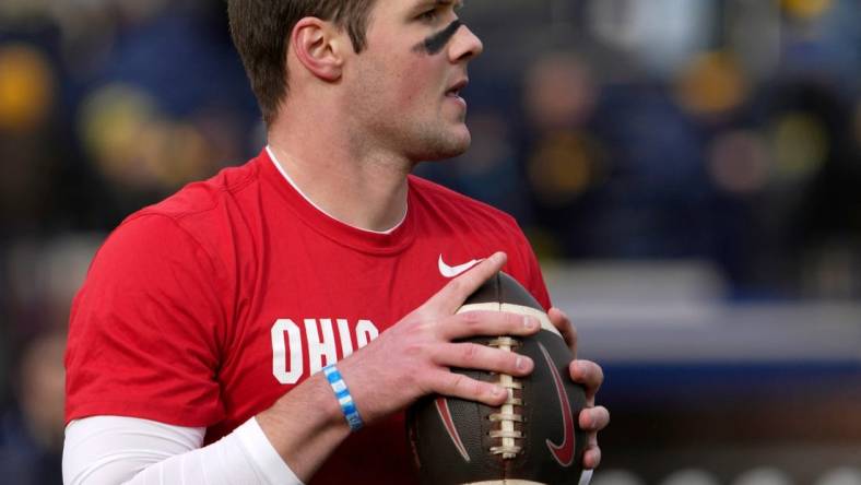 Nov. 25, 2023; Ann Arbor, Mi., USA;
Ohio State Buckeyes quarterback Kyle McCord (6) warms up before Saturday  s NCAA Division I football game against the Michigan Wolverines at Michigan Stadium.