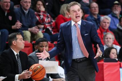Dec 6, 2023; Queens, New York, USA;  St. John's Red Storm head coach Rick Pitino at Carnesecca Arena. Mandatory Credit: Wendell Cruz-USA TODAY Sports