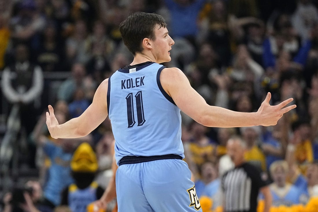 Dec 6, 2023; Milwaukee, Wisconsin, USA;  Marquette Golden Eagles guard Tyler Kolek (11) during the game against the Texas Longhorns at Fiserv Forum. Mandatory Credit: Jeff Hanisch-USA TODAY Sports