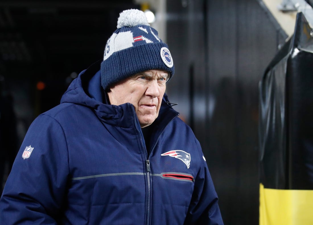 Dec 7, 2023; Pittsburgh, Pennsylvania, USA;  New England Patriots head coach Bill Belichick walks to the field before the game against the Pittsburgh Steelers at Acrisure Stadium. Mandatory Credit: Charles LeClaire-USA TODAY Sports