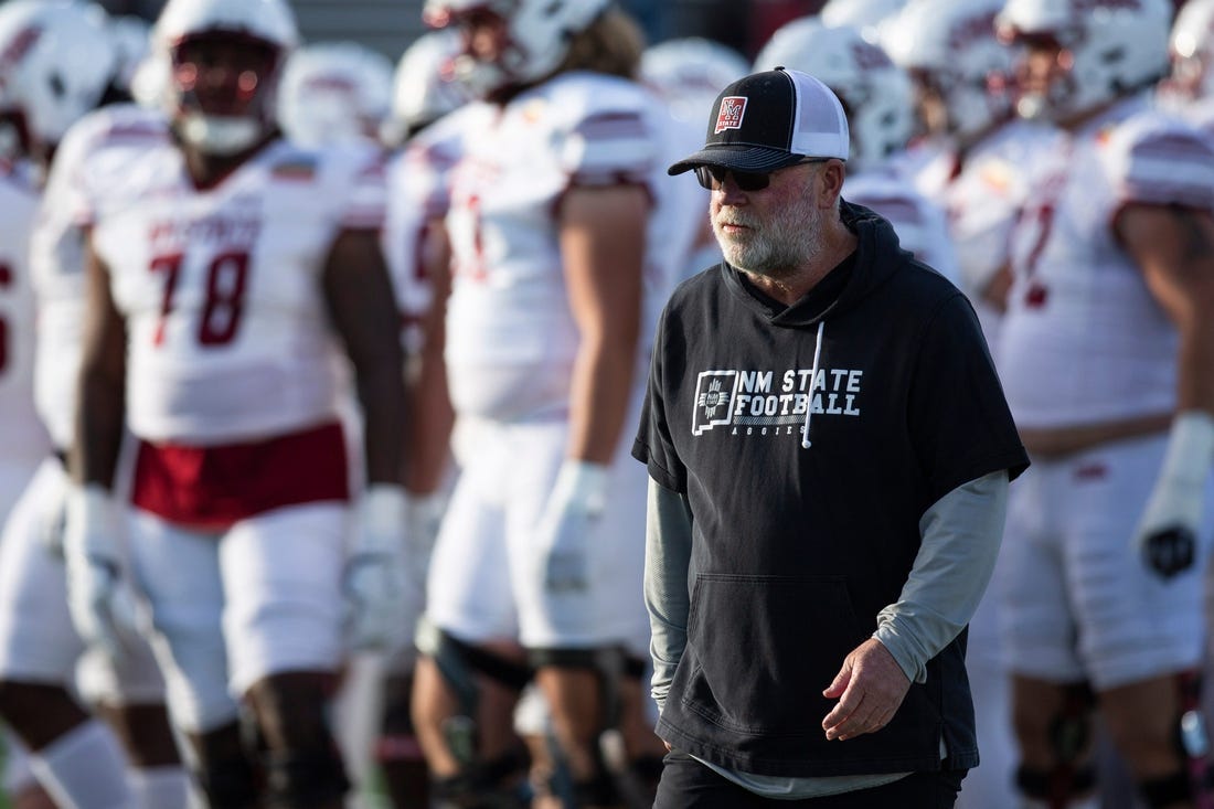 NMSU head coach Jerry Kill exits the field before the Isleta New Mexico Bowl on Saturday, Dec. 16, 2023, at the University Stadium in Albuquerque.