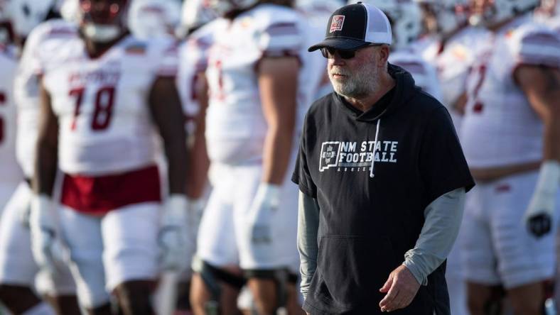 NMSU head coach Jerry Kill exits the field before the Isleta New Mexico Bowl on Saturday, Dec. 16, 2023, at the University Stadium in Albuquerque.