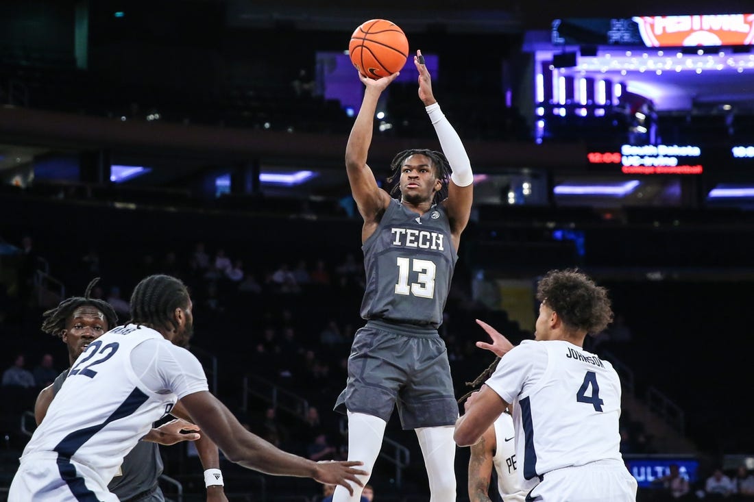 Dec 16, 2023; New York, New York, USA;  Georgia Tech Yellow Jackets guard Miles Kelly (13) at Madison Square Garden. Mandatory Credit: Wendell Cruz-USA TODAY Sports