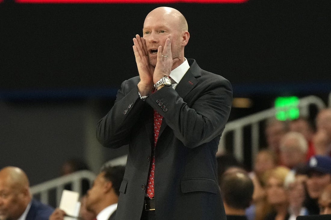 Dec 22, 2023; Los Angeles, California, USA; Maryland Terrapins head coach Kevin Willard reacts against the UCLA Bruins in the first half at Pauley Pavilion presented by Wescom. Mandatory Credit: Kirby Lee-USA TODAY Sports