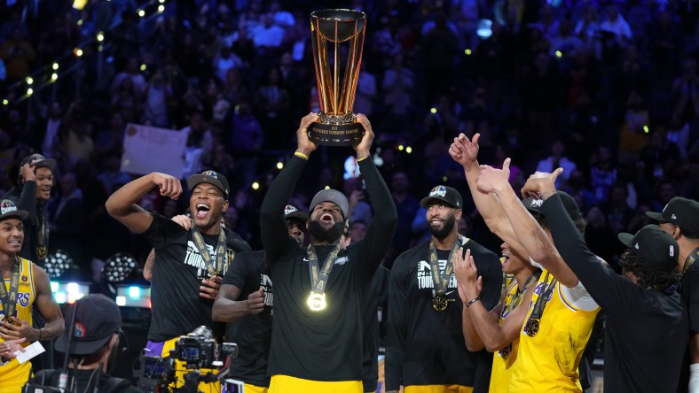 NBA In-Season Tournament: LeBron James holds the trophy