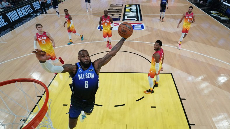 NBA All-Star: LeBron James dunks in the 2023 game