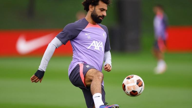 September 20, 2023 Liverpool's Mohamed Salah during training