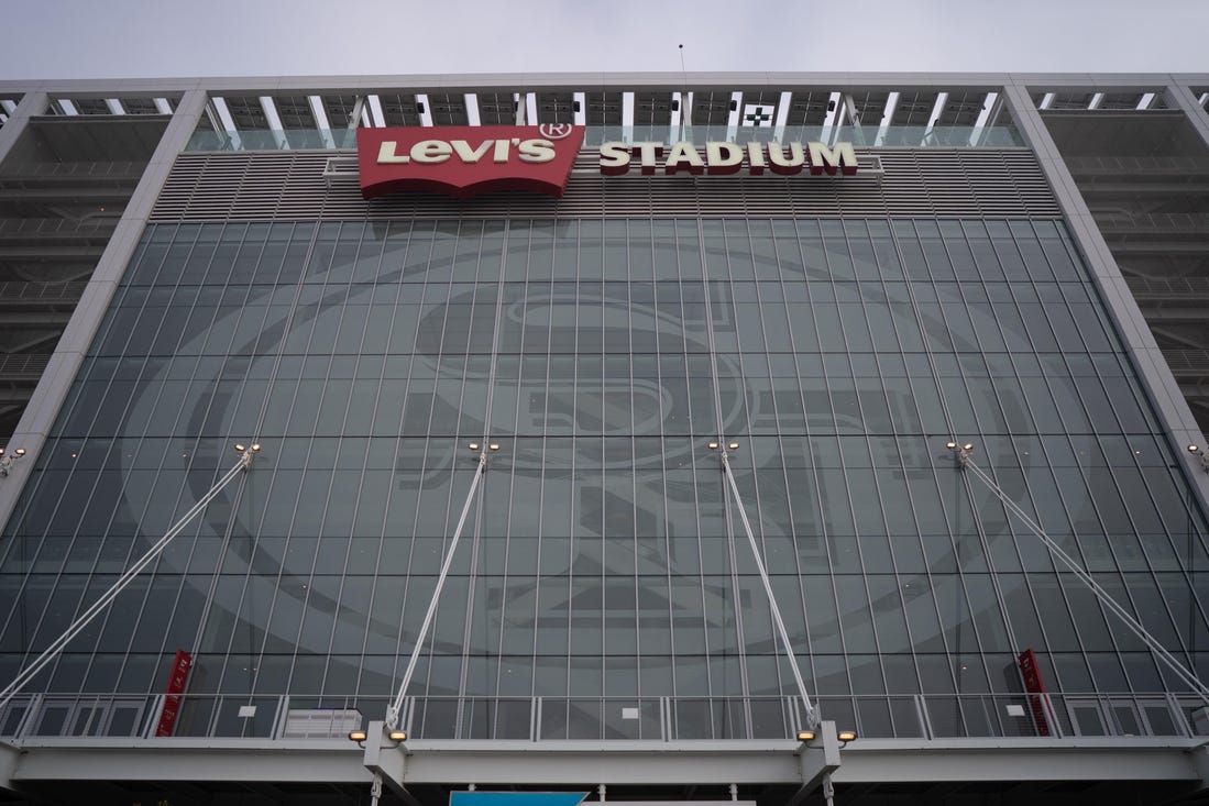 Dec 19, 2021; Santa Clara, California, USA;  General view of Levi   s Stadium before the game between the San Francisco 49ers and the Atlanta Falcons. Mandatory Credit: Stan Szeto-USA TODAY Sports