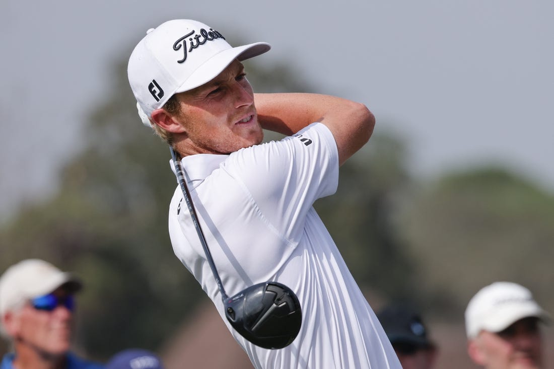 Mar 3, 2023; Orlando, Florida, USA; Will Zalatoris hits his drive on the eighth hole during the second round of the Arnold Palmer Invitational golf tournament. Mandatory Credit: Reinhold Matay-USA TODAY Sports