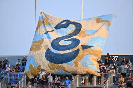 Jul 26, 2023; Chester, PA, USA; Philadelphia Union supporters display a banner before the game against Queretaro at Subaru Park. Mandatory Credit: Kyle Ross-USA TODAY Sports
