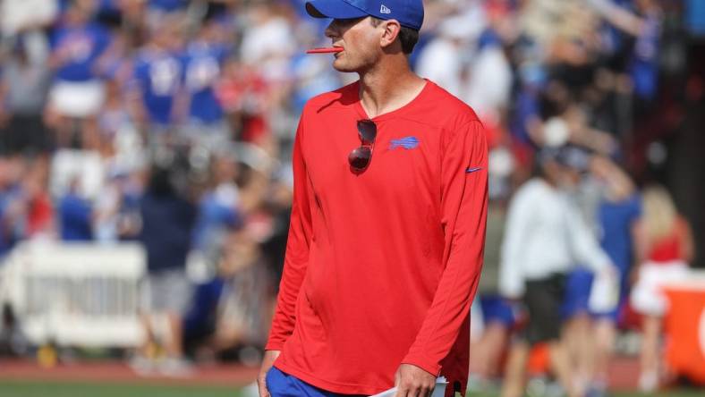 Bills offensive coordinator Ken Dorsey during training camp.