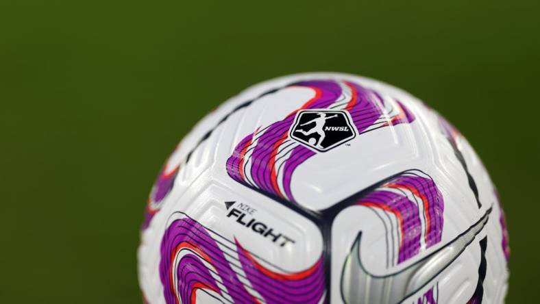 Sep 30, 2023; Washington, District of Columbia, USA; A general view of the game ball before the game between Washington Spirit and Kansas City Current at Audi Field. Mandatory Credit: Geoff Burke-USA TODAY Sports