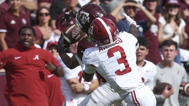 Alabama Crimson Tide defensive back Terrion Arnold (3) officially entered the 2024 NFL Draft. Mandatory Credit: Troy Taormina-USA TODAY Sports