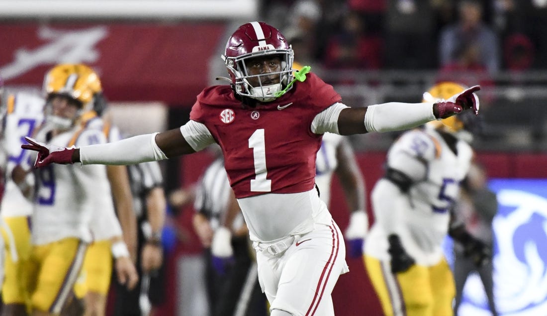 Crimson Tide defensive back Kool-Aid McKinstry (1) is entering the 2024 NFL Draft. Mandatory Credit: Gary Cosby Jr.-USA TODAY Sports