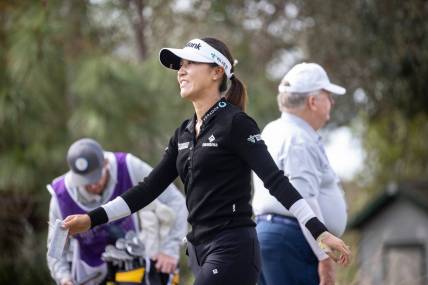 Lydia Ko walks to the tee on the first hole at the Grant Thornton Invitational at Tiburon Golf Club in Naples on Friday, Dec. 8, 2023.