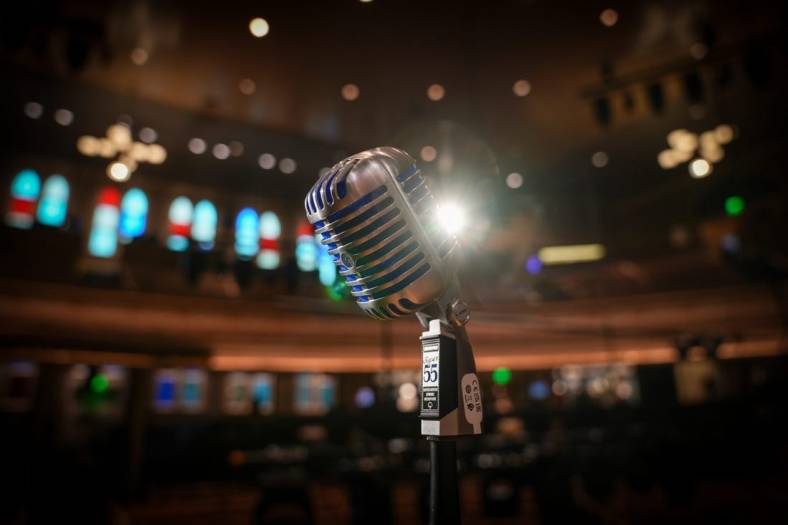 The famous Ryman Auditorium microphone where so many artists have sang over the decades.