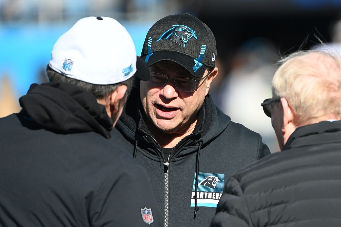 Jan 7, 2024; Charlotte, North Carolina, USA;  Carolina Panthers owner David Tepper before the game at Bank of America Stadium. Mandatory Credit: Bob Donnan-USA TODAY Sports