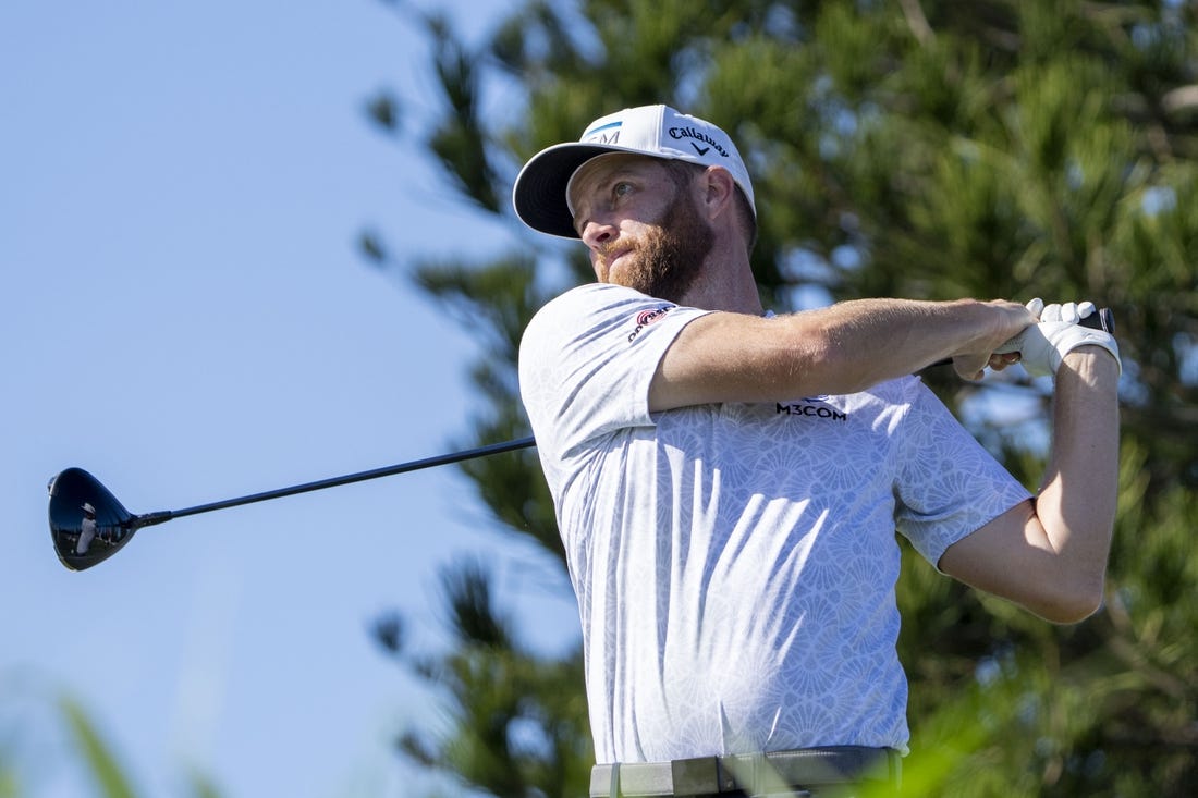 January 7, 2024; Maui, Hawaii, USA; Chris Kirk hits his tee shot on the third hole during the final round of The Sentry golf tournament at Kapalua Golf - The Plantation Course. Mandatory Credit: Kyle Terada-USA TODAY Sports