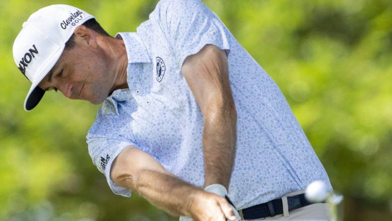 January 13, 2024; Honolulu, Hawaii, USA; Keegan Bradley hits his tee shot on the second hole during the third round of the Sony Open in Hawaii golf tournament at Waialae Country Club. Mandatory Credit: Kyle Terada-USA TODAY Sports